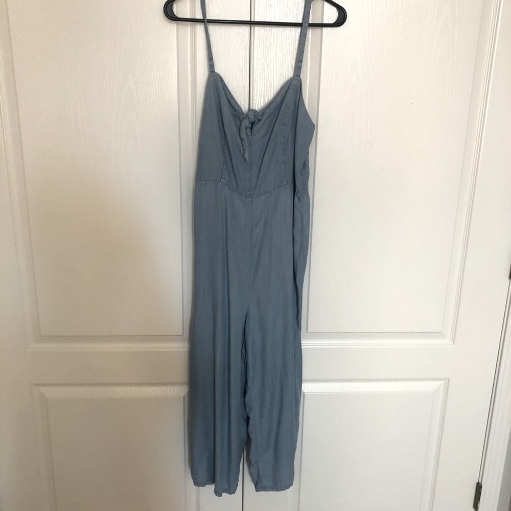 Super cute jean cropped romper